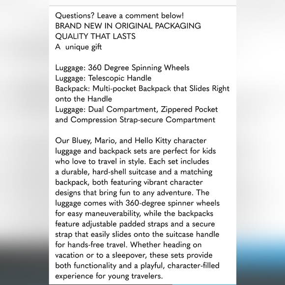 Kids Licensed Carry-on & Backpack Luggage Set, new - Picture 7 of 8